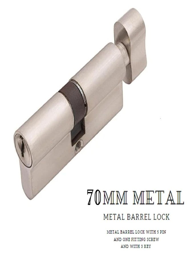 JAGGER قفل أسطواني Jagger JAG344 مقاس 70 مم | مفتاح من جانب واحد ومقبض من جانب واحد | أسطوانة بديلة كاملة الحجم لقفل نقر للأبواب | للأبواب المنزلية والفندقية (زنك [70 مم]، قفل نقر) - Image 3